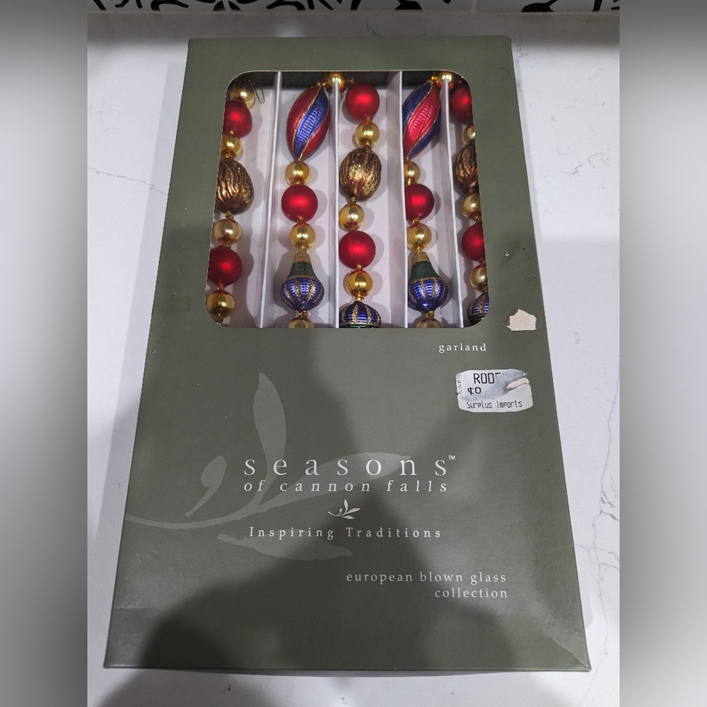 New Seasons of Cannon Falls Multi-colored European Blown Glass Garland